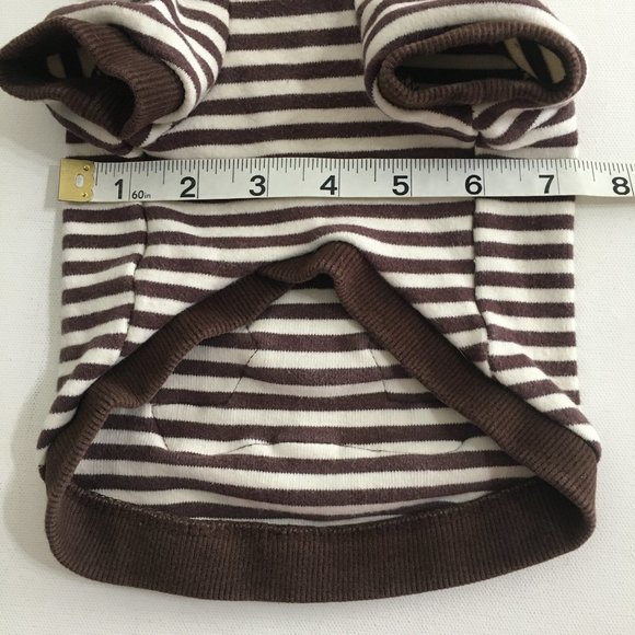 Bear Striped Hoodie Dog Clothes Brown Size Medium - Picture 9 of 10